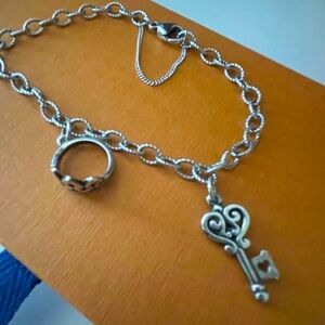 James Avery Charm Bracelet with Tiara & Key charms